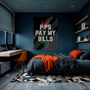 Pips Pay My Bills - LED Neon Sign with UV Print, Trader Bedroom neon sign, Crypto neon sign, Trading Neon, Crypto & Financial Stock Exchange