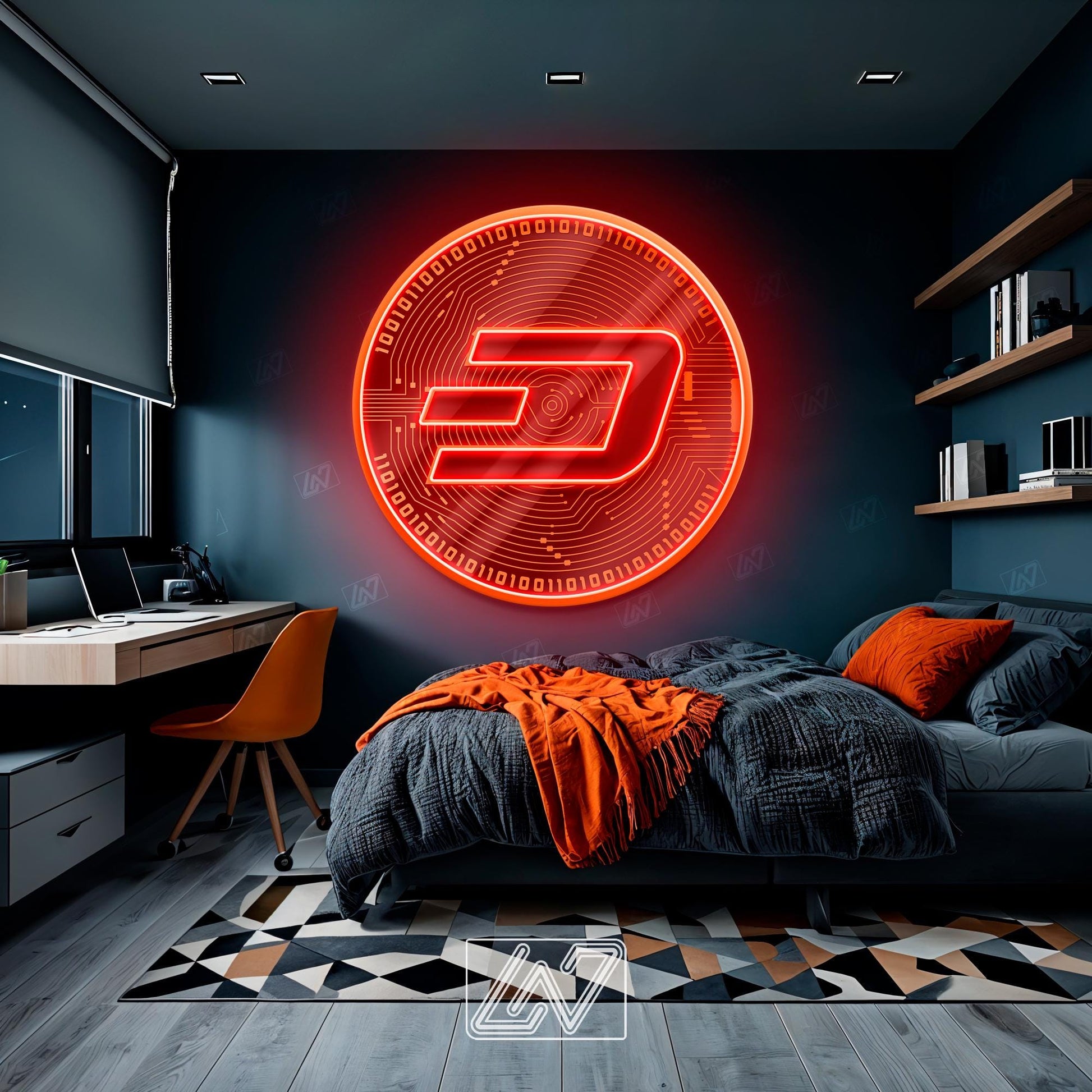 Dash Coin - LED Neon Sign with UV Print, Bedroom neon sign, Crypto neon sign, Neon Lights, Crypto