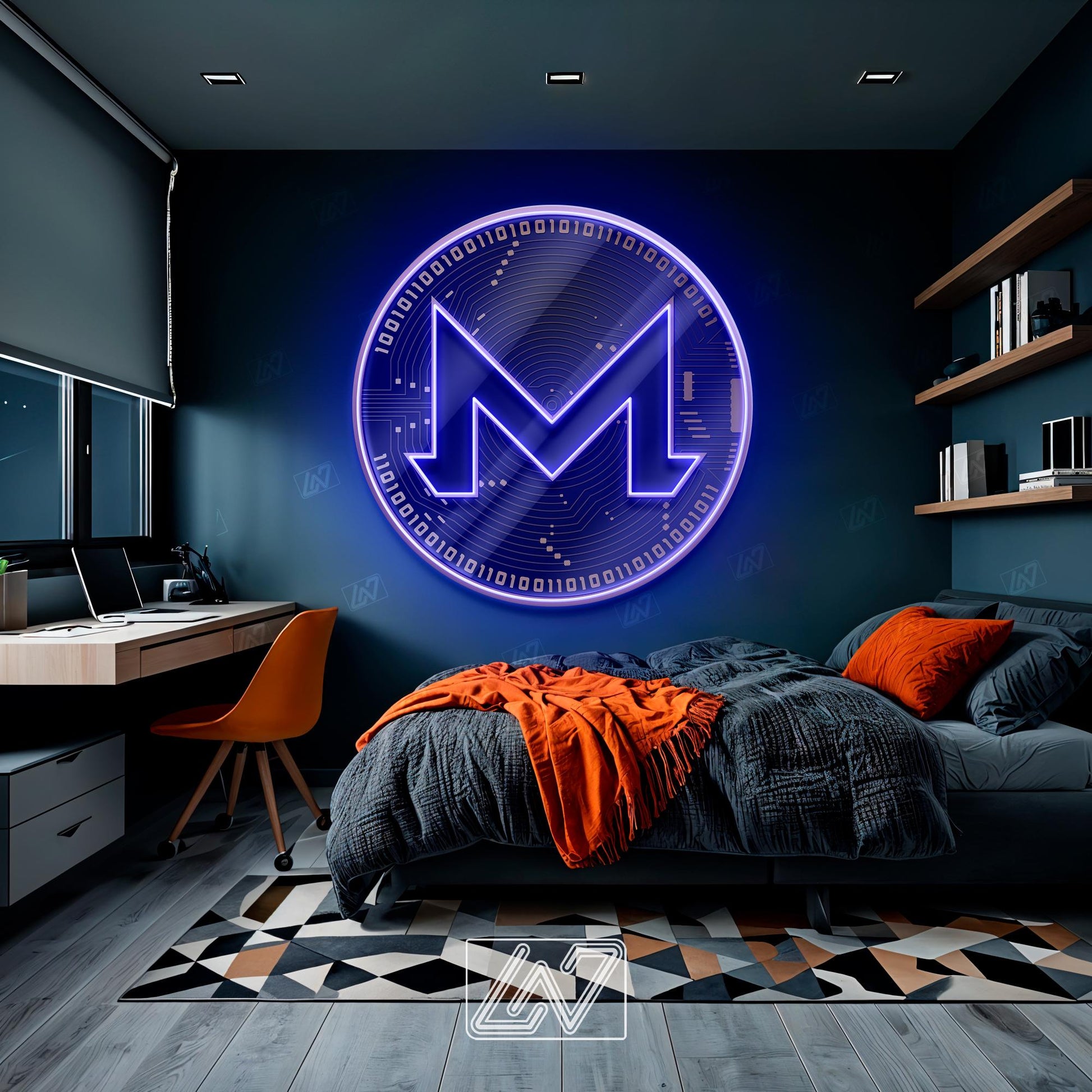 Monero - LED Neon Sign with UV Print, Bedroom neon sign, Crypto neon sign, Neon Lights, Crypto