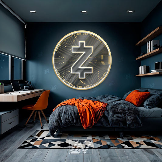 Zcash Zec - LED Neon Sign with UV Print, Bedroom neon sign, Crypto neon sign, Neon Lights, Crypto