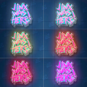 Jinx Was Here - LED Neon Anime Sign with UV Print, Cartoon Character, Game Room Light, Personalized Gifts, Japanese Neon Sign