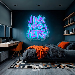 Jinx Was Here - LED Neon Anime Sign with UV Print, Cartoon Character, Game Room Light, Personalized Gifts, Japanese Neon Sign