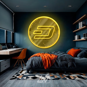 Dash Coin - LED Neon Sign with UV Print, Bedroom neon sign, Crypto neon sign, Neon Lights, Crypto