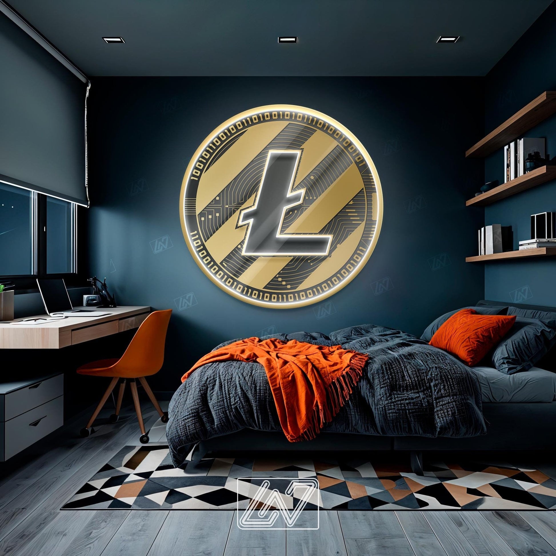 Litecoin- LED Neon Sign with UV Print, Bedroom neon sign, Crypto neon sign, Neon Lights, Crypto