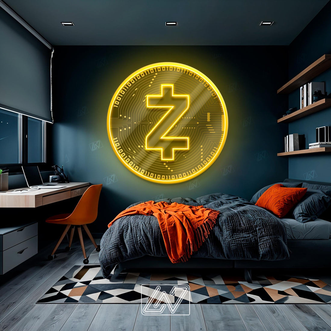 Zcash Zec - LED Neon Sign with UV Print, Bedroom neon sign, Crypto neon sign, Neon Lights, Crypto