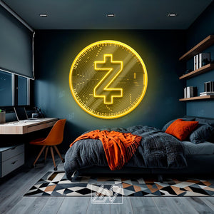 Zcash Zec - LED Neon Sign with UV Print, Bedroom neon sign, Crypto neon sign, Neon Lights, Crypto