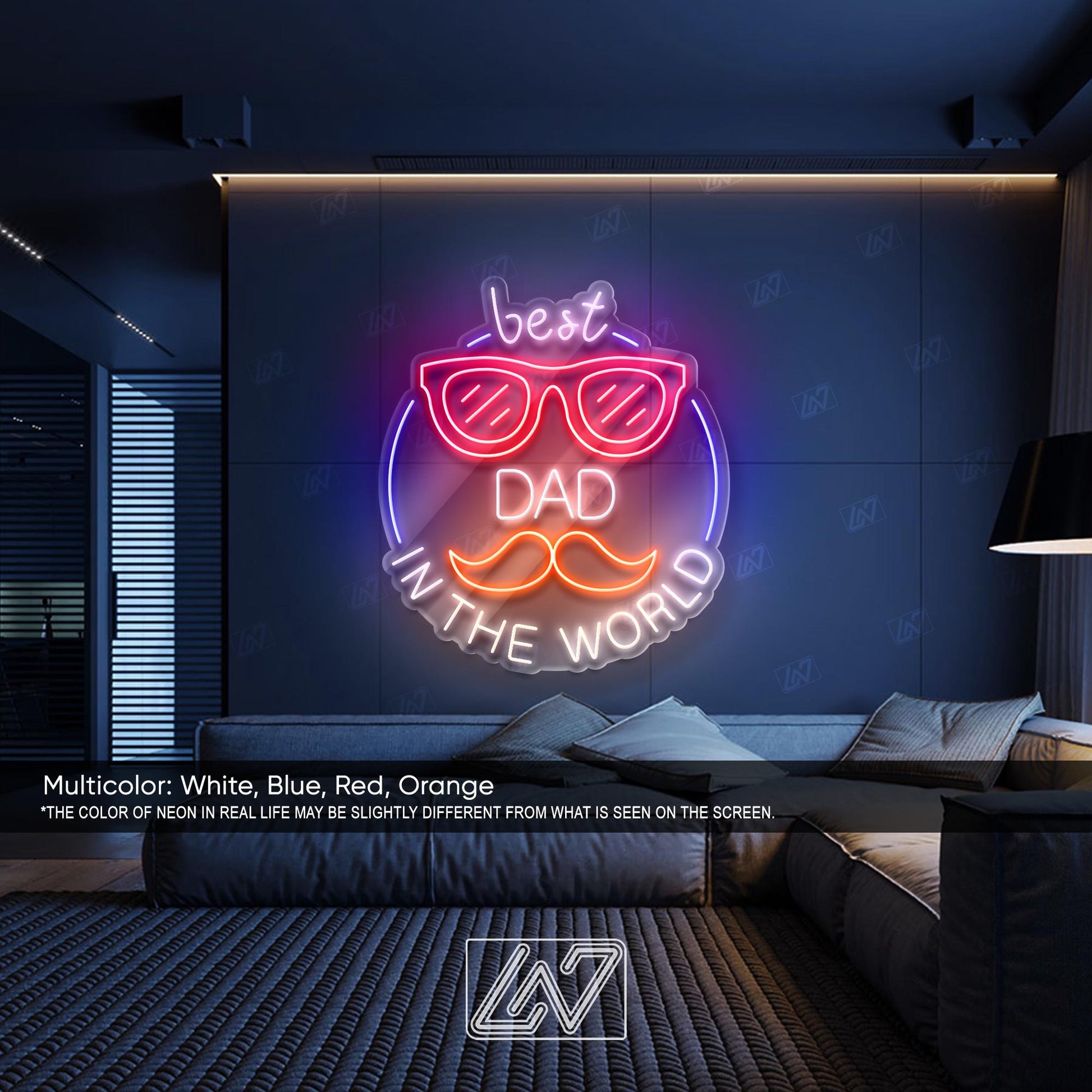 Best Dad In The World - LED Neon Sign, LED Gift for Fathers, Man Cave & Home Decor, Perfect Father's Day Gift, Dad Room Decor, Gift for Dad