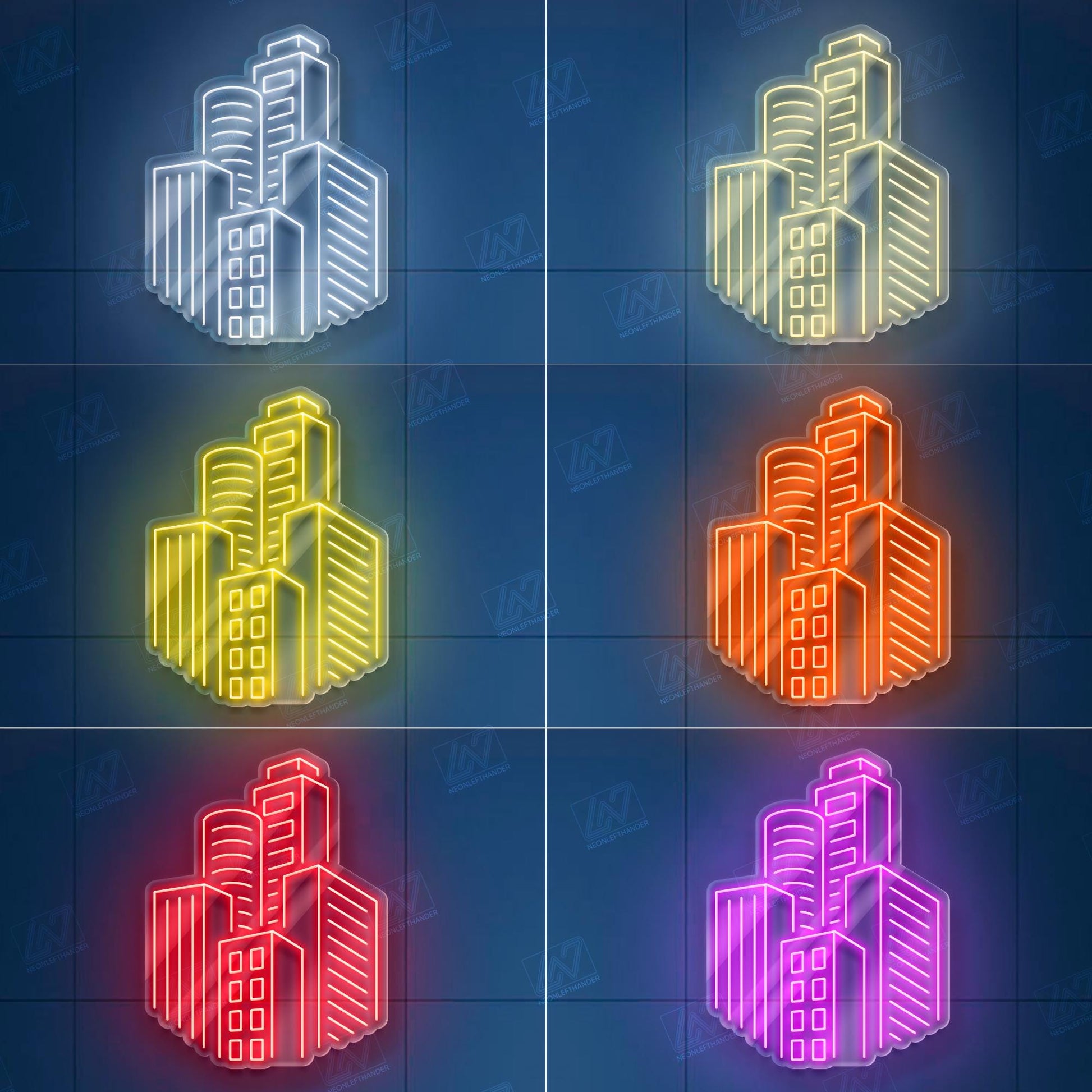City Skyscrapers - LED Neon Sign, Modern Urban Skyline Light, Futuristic Cityscape Wall Art, Vibrant Downtown Decor, Aesthetic Night City