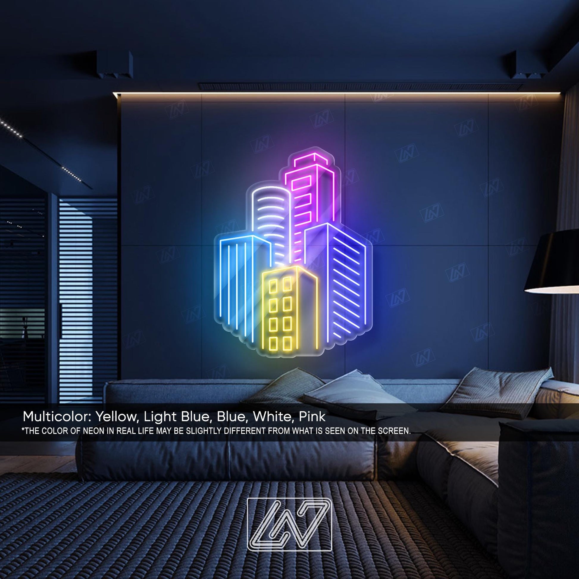 City Skyscrapers - LED Neon Sign, Modern Urban Skyline Light, Futuristic Cityscape Wall Art, Vibrant Downtown Decor, Aesthetic Night City