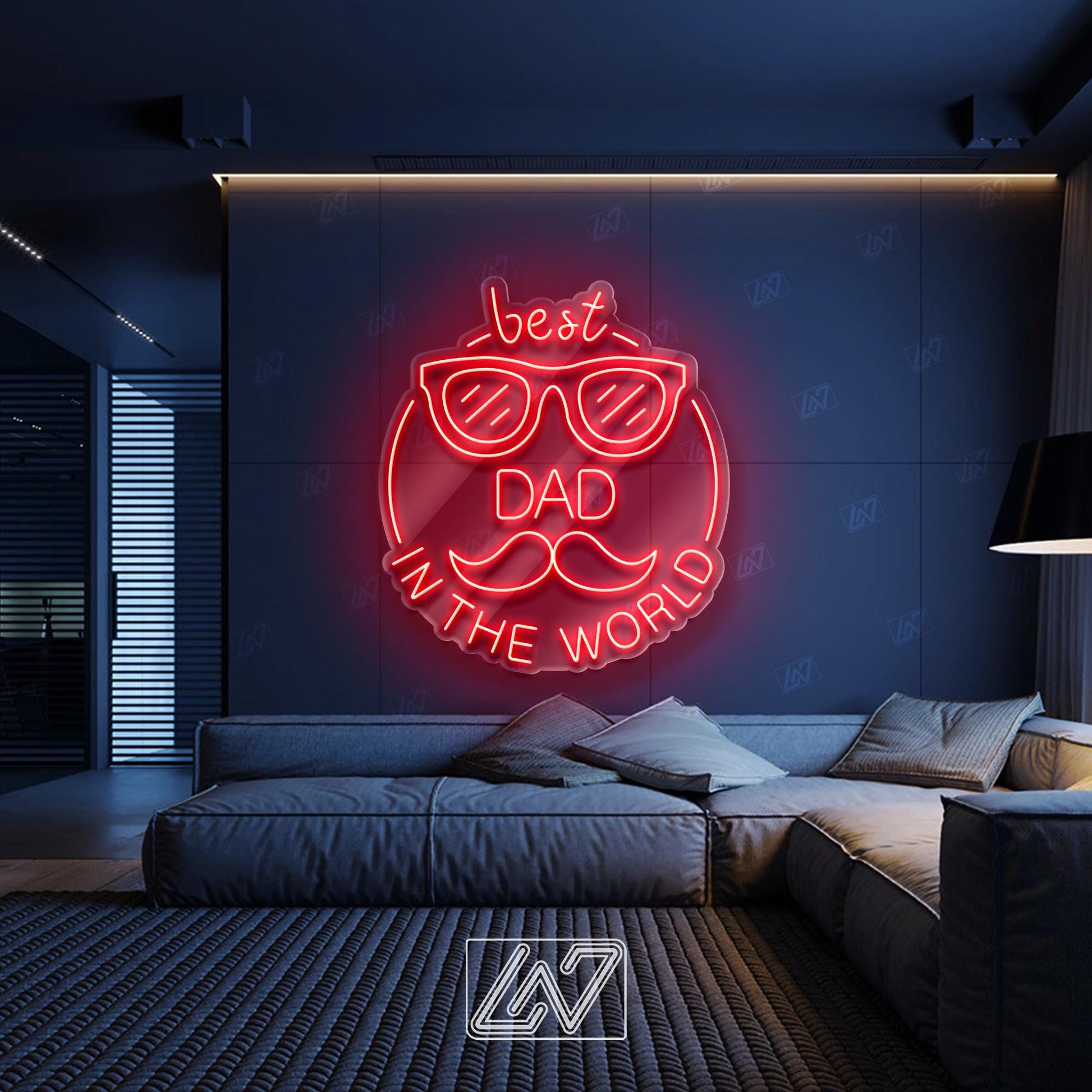 Best Dad In The World - LED Neon Sign, LED Gift for Fathers, Man Cave & Home Decor, Perfect Father's Day Gift, Dad Room Decor, Gift for Dad