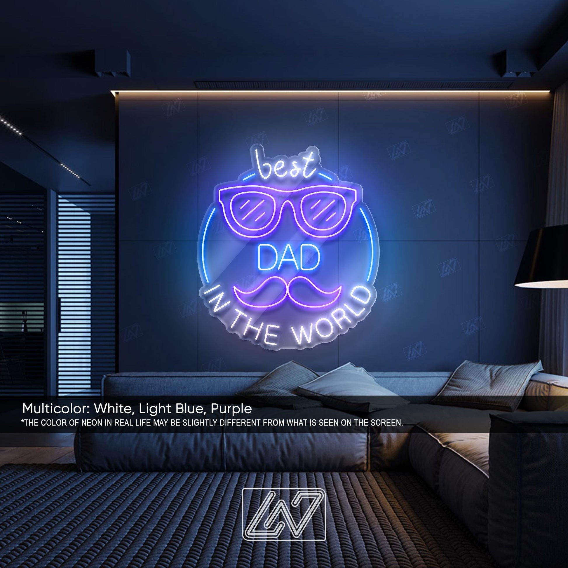 Best Dad In The World - LED Neon Sign, LED Gift for Fathers, Man Cave & Home Decor, Perfect Father's Day Gift, Dad Room Decor, Gift for Dad