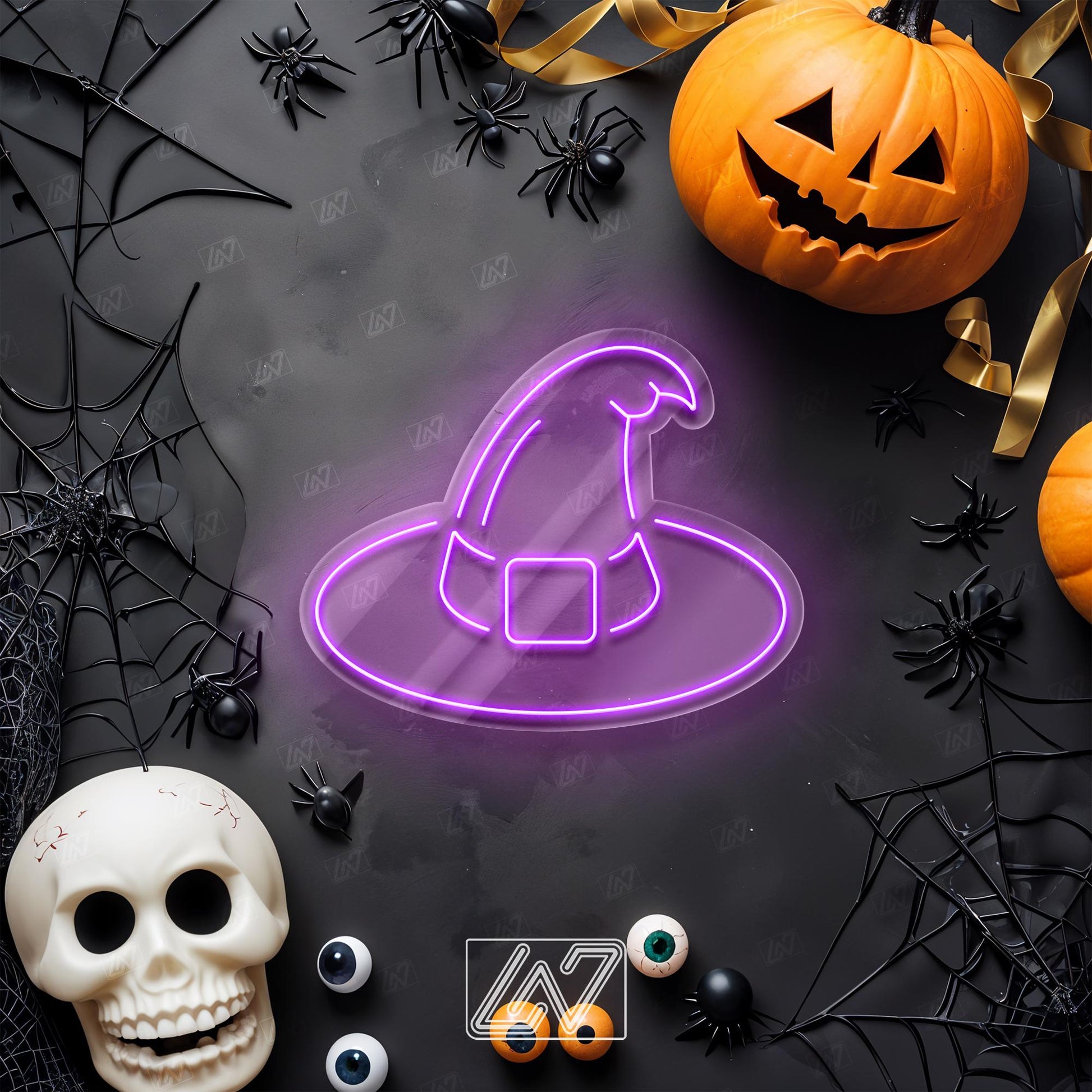The Witch's Hat - LED Neon Sign, Spooky Halloween, Halloween & Witchy Decor, Gothic Decor, Ghost Wall Sign, Halloween Wall Decor