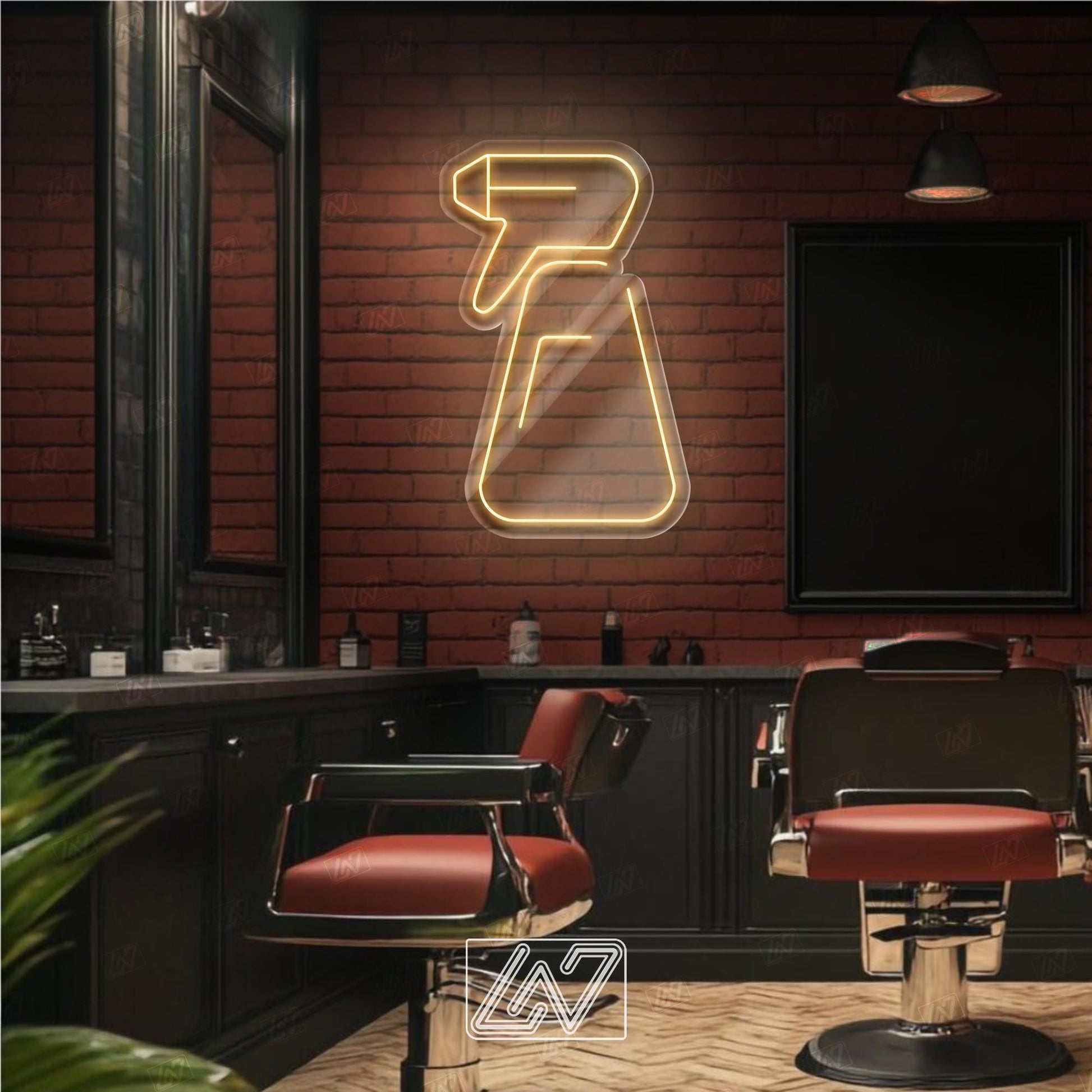 Water Spray - LED Neon Sign, Decor for Barbershop, Hair Salon, Grooming Studio, Scissors Neon Sign Custom, Hair Beauty Salon, Haircutter
