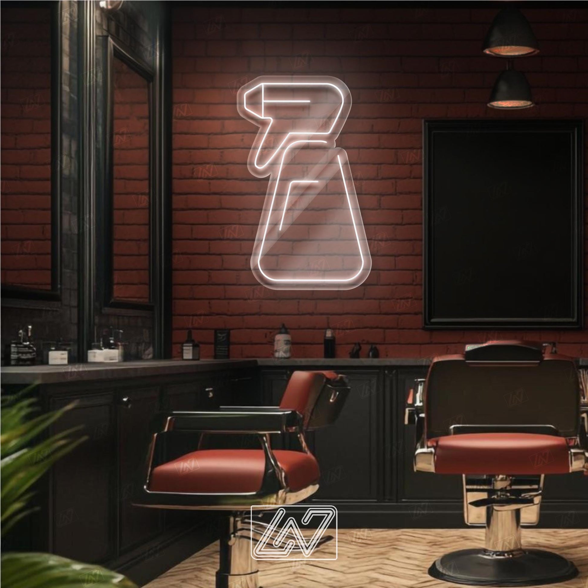 Water Spray - LED Neon Sign, Decor for Barbershop, Hair Salon, Grooming Studio, Scissors Neon Sign Custom, Hair Beauty Salon, Haircutter