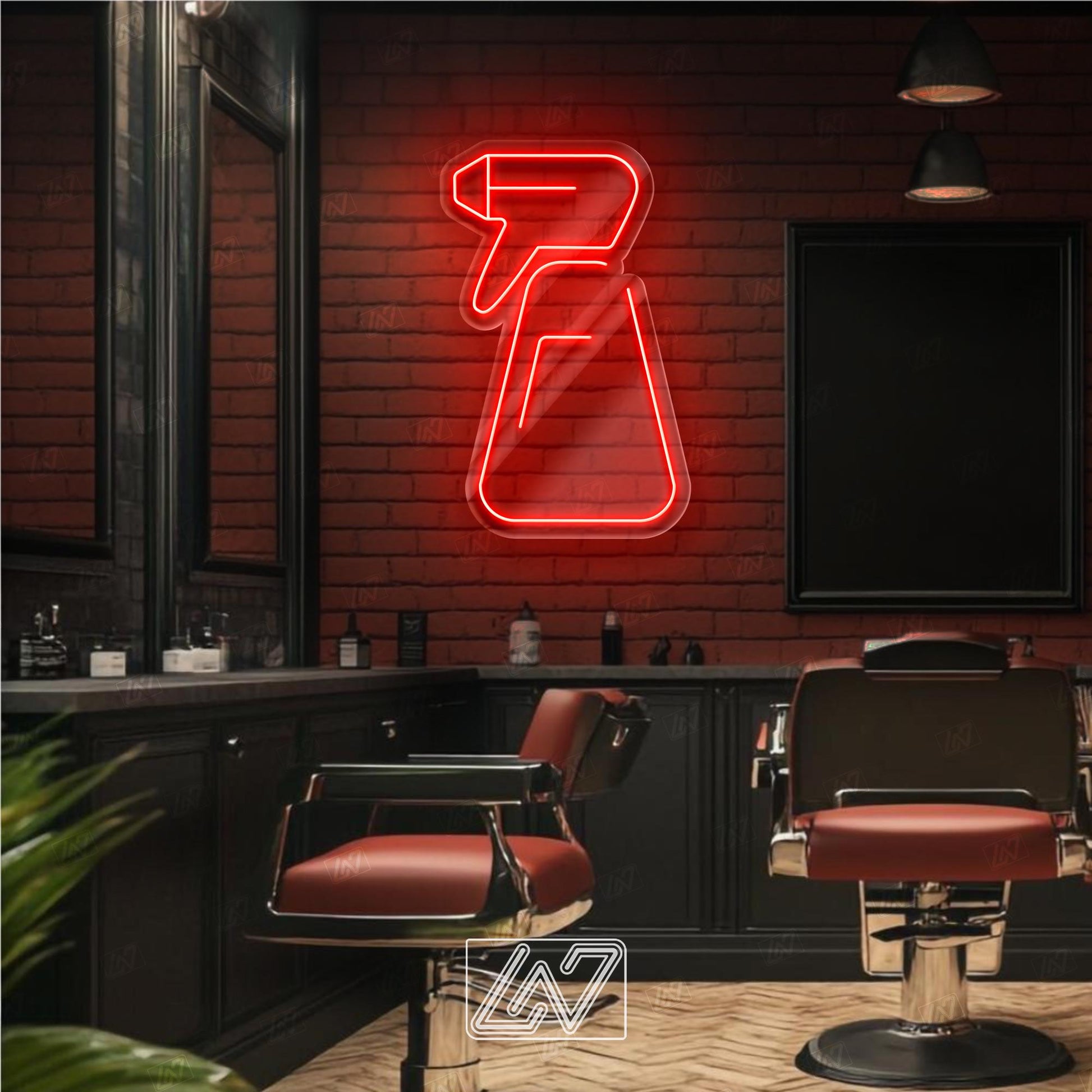 Water Spray - LED Neon Sign, Decor for Barbershop, Hair Salon, Grooming Studio, Scissors Neon Sign Custom, Hair Beauty Salon, Haircutter