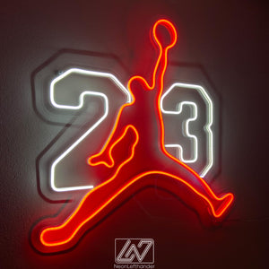 Jordan 23 - LED Neon Sign, Tennis Player Wall Decor, Sport Led Neon Sign, Decor for Kids Room, Sport Signs
