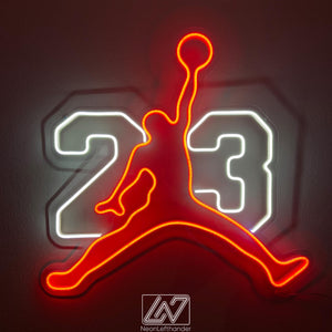 Jordan 23 - LED Neon Sign, Tennis Player Wall Decor, Sport Led Neon Sign, Decor for Kids Room, Sport Signs
