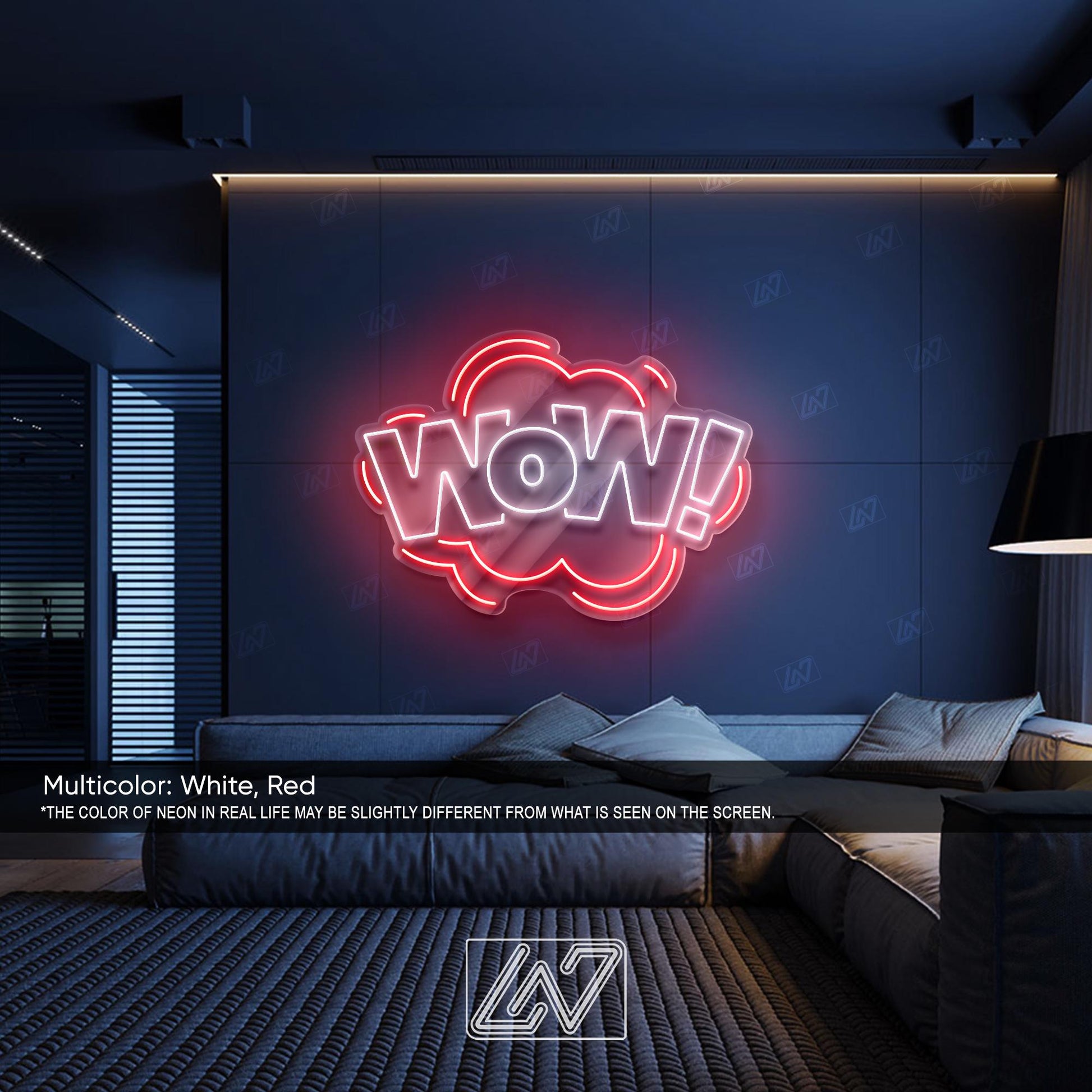 WOW - LED Neon Sign, Aesthetic LED Wall Light, Cool Expression Neon Art, Gamer Room Decor, Fun Pop Art Sign, Vibrant Wow Wall Decor