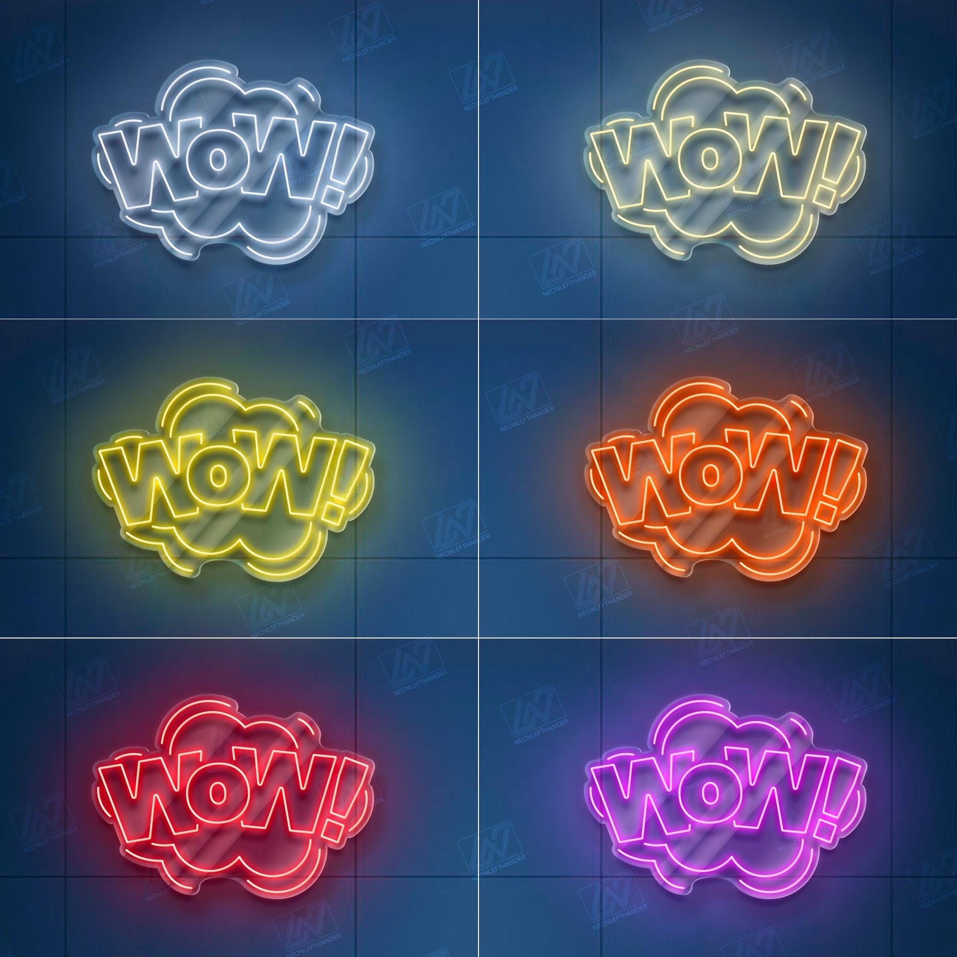 WOW - LED Neon Sign, Aesthetic LED Wall Light, Cool Expression Neon Art, Gamer Room Decor, Fun Pop Art Sign, Vibrant Wow Wall Decor