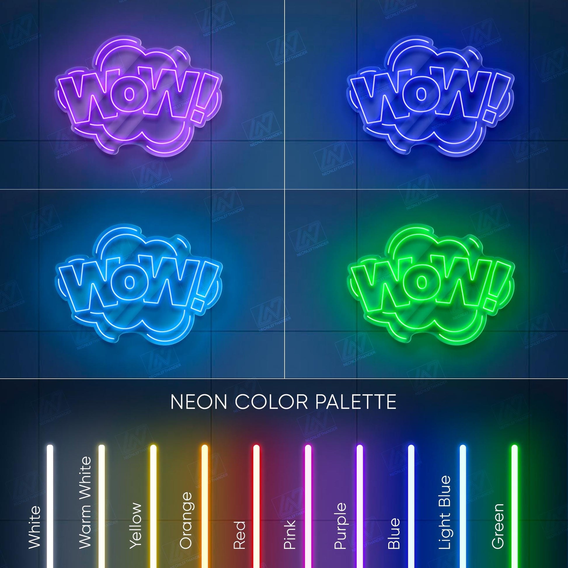 WOW - LED Neon Sign, Aesthetic LED Wall Light, Cool Expression Neon Art, Gamer Room Decor, Fun Pop Art Sign, Vibrant Wow Wall Decor