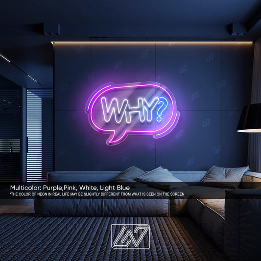 What?- LED Neon Sign, Aesthetic LED Wall Light, Cool Expression Neon Art, Gamer Room Decor, Fun Pop Art Sign, Vibrant Wow Wall Decor