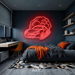 Fast Car - LED Neon Sign , Sport Interior Decor, Open-Wheel Car Neon Lights, Car Bedroom Neon Sign, Neon Sign Wall Decor