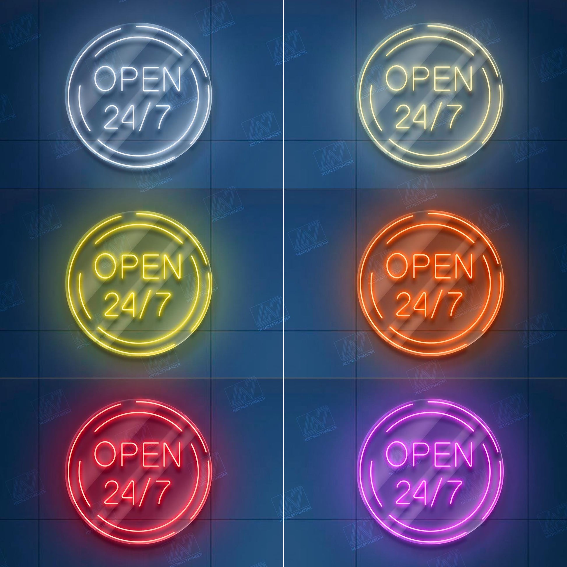 Open 24/7 Sign - LED Neon Light, Bright Business Storefront Sign, Shop Window Neon Display, Barber Cafe Bar LED Sign,Eye-Catching Open Light
