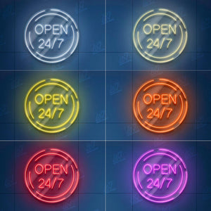 Open 24/7 Sign - LED Neon Light, Bright Business Storefront Sign, Shop Window Neon Display, Barber Cafe Bar LED Sign,Eye-Catching Open Light