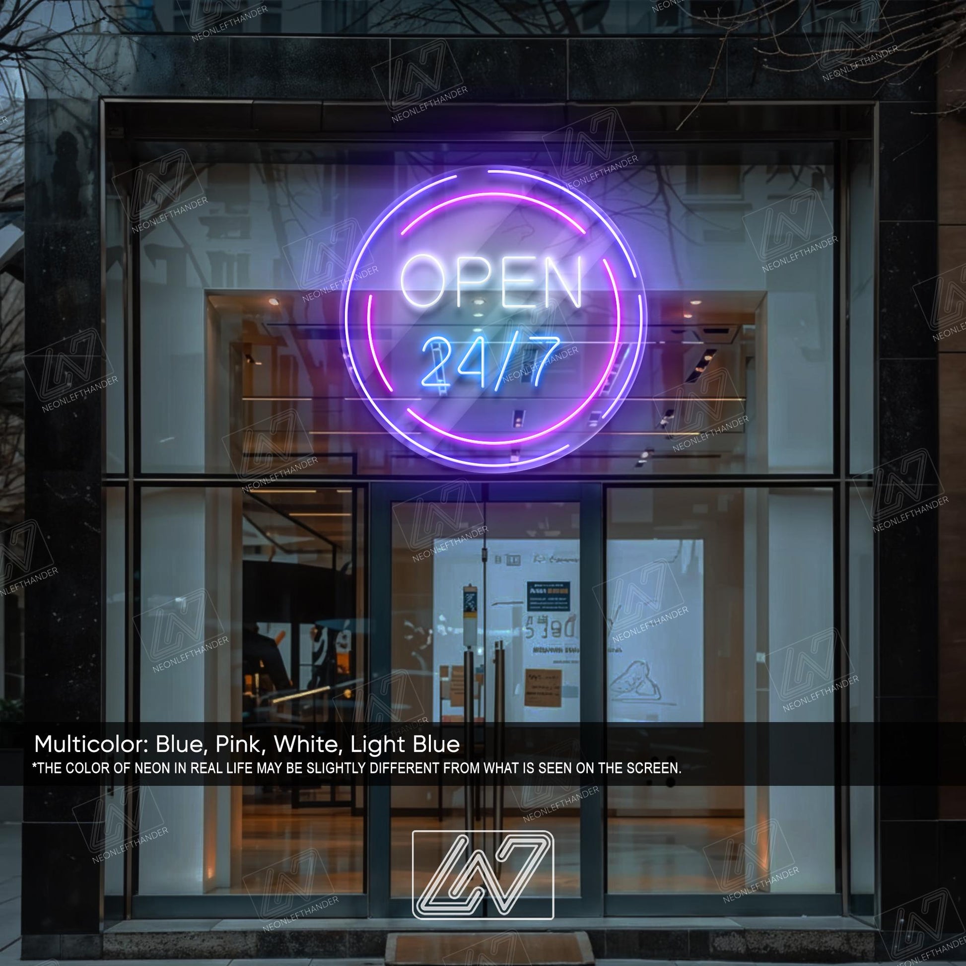 Open 24/7 Sign - LED Neon Light, Bright Business Storefront Sign, Shop Window Neon Display, Barber Cafe Bar LED Sign,Eye-Catching Open Light