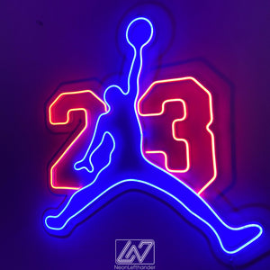 Jordan 23 - LED Neon Sign, Tennis Player Wall Decor, Sport Led Neon Sign, Decor for Kids Room, Sport Signs
