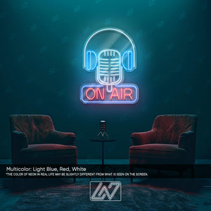 On Air - LED Neon Sign, Studio Recording Light, Live Streaming Sign, Podcast Room Decor, Radio Station Neon, Gamer Room Light,Cool Desk Sign