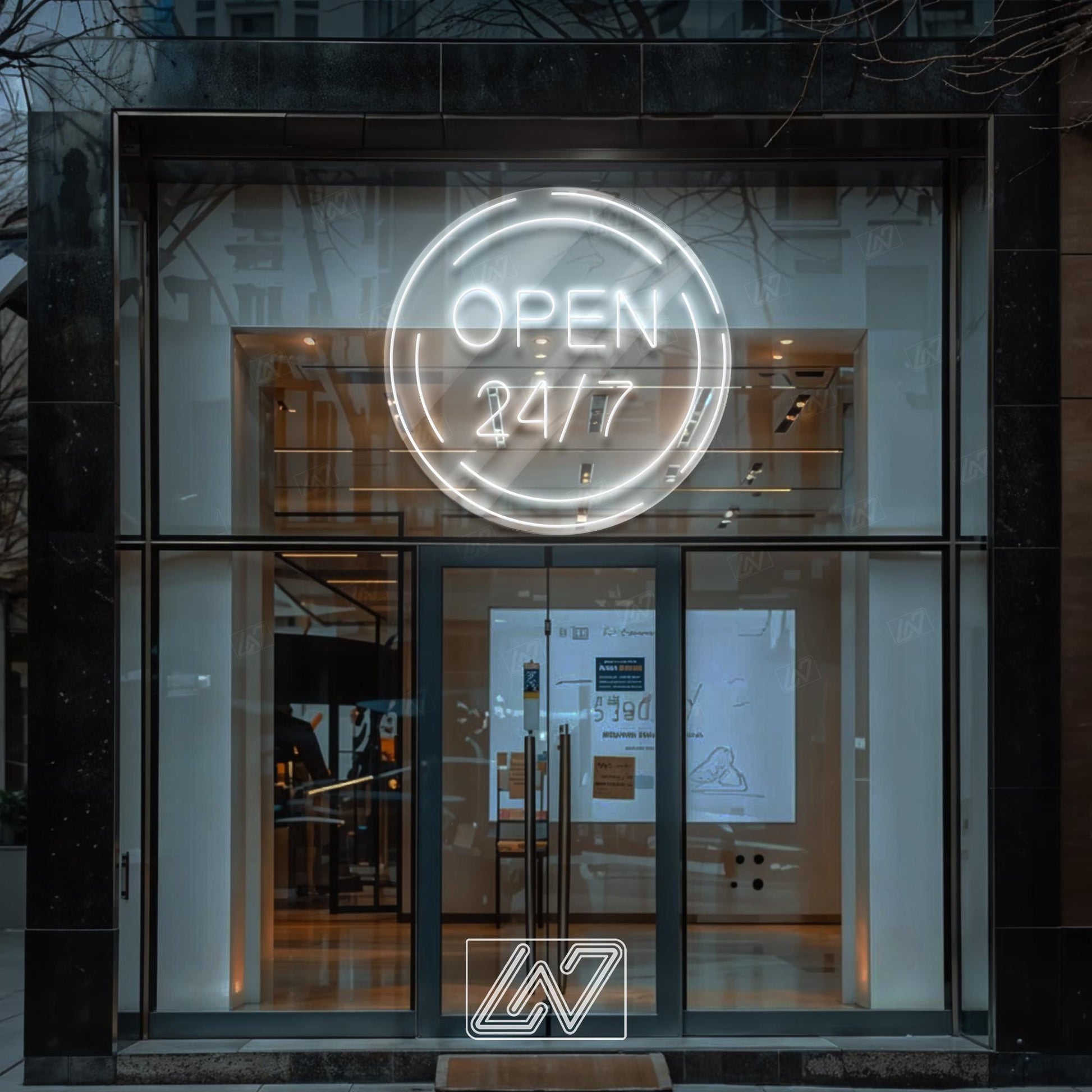 Open 24/7 Sign - LED Neon Light, Bright Business Storefront Sign, Shop Window Neon Display, Barber Cafe Bar LED Sign,Eye-Catching Open Light