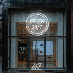Open 24/7 Sign - LED Neon Light, Bright Business Storefront Sign, Shop Window Neon Display, Barber Cafe Bar LED Sign,Eye-Catching Open Light
