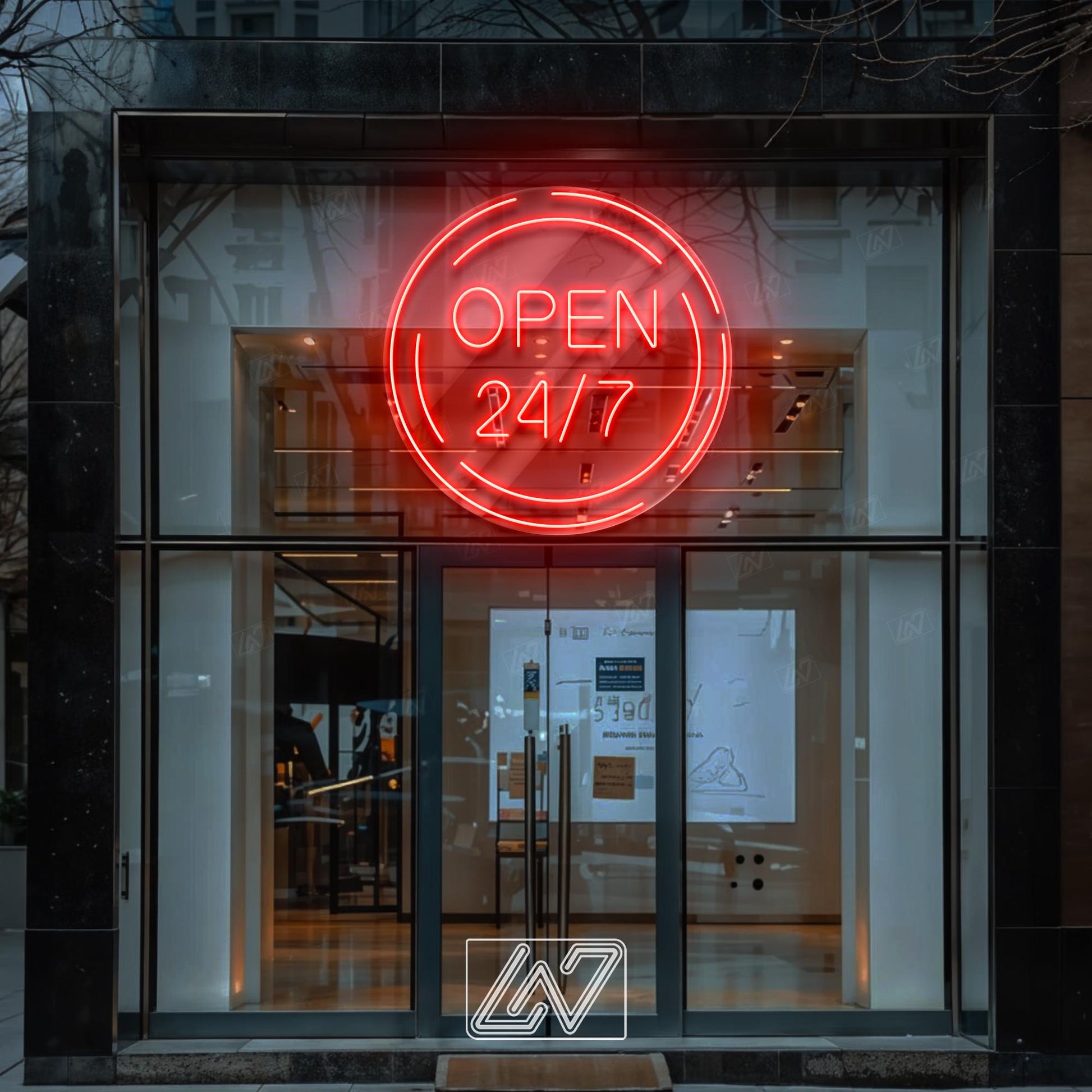 Open 24/7 Sign - LED Neon Light, Bright Business Storefront Sign, Shop Window Neon Display, Barber Cafe Bar LED Sign,Eye-Catching Open Light