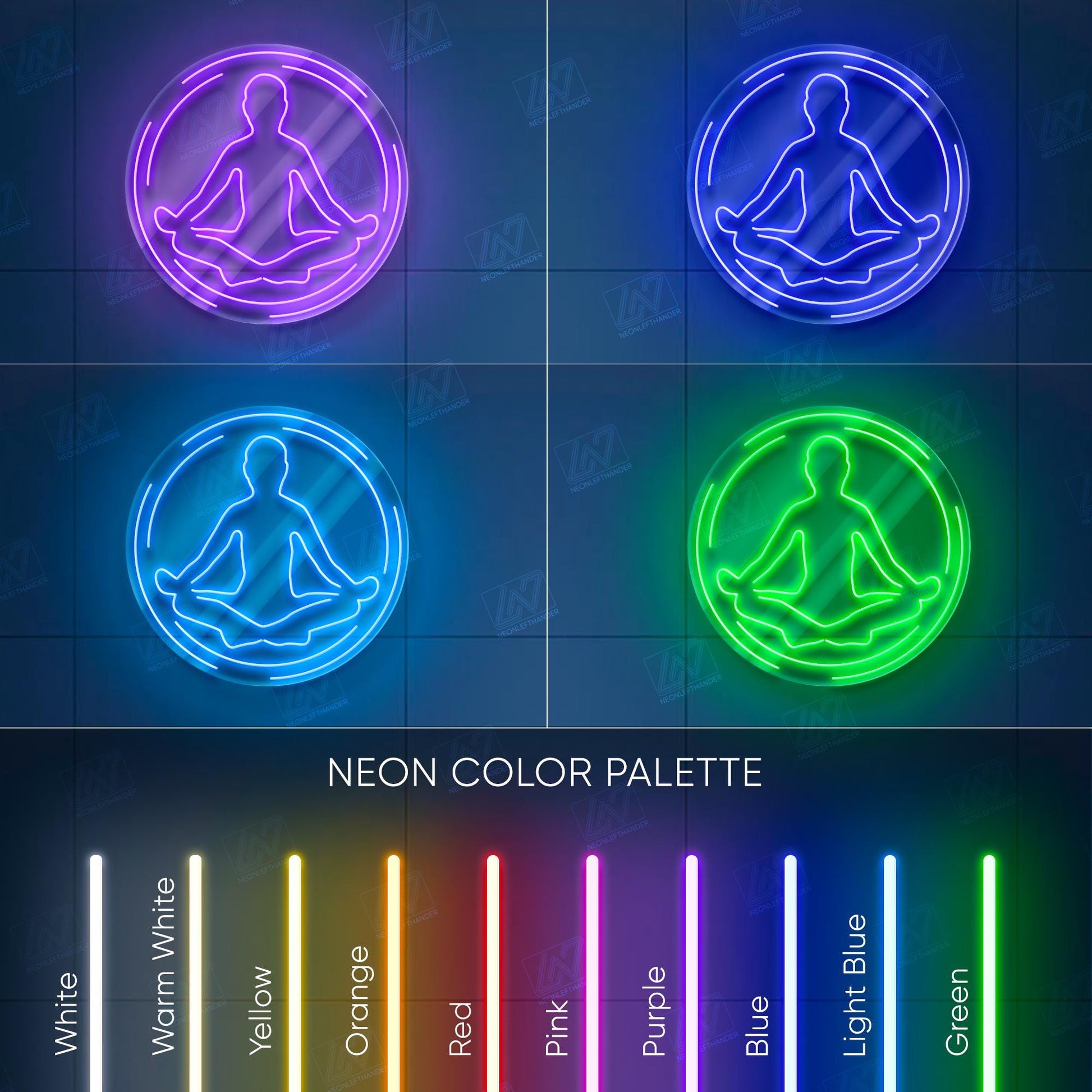 Yoga Meditation Pose Neon Sign for Studio or Home Gym, LED Zen Light for Wellness Space, Mindfulness Yoga Wall Art Decor