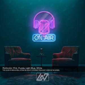 On Air - LED Neon Sign, Studio Recording Light, Live Streaming Sign, Podcast Room Decor, Radio Station Neon, Gamer Room Light,Cool Desk Sign