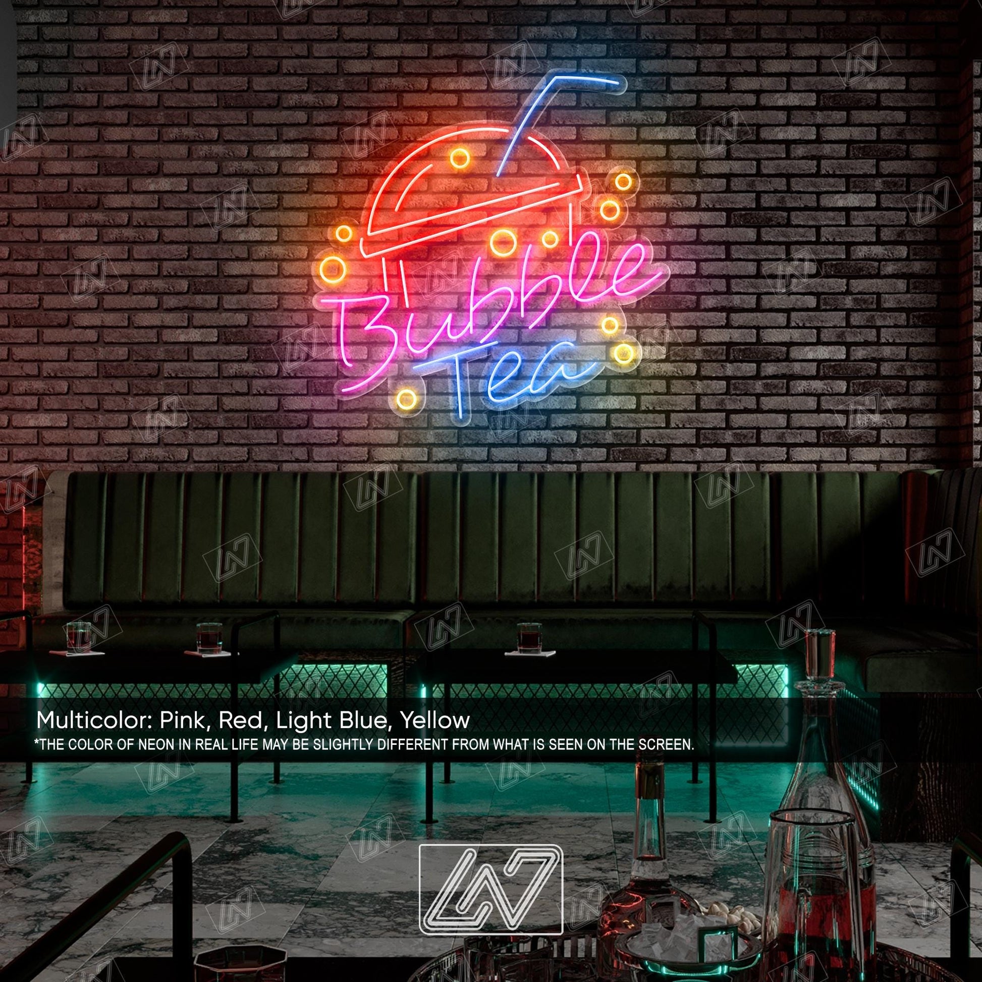 Bubble Tea LED Neon Sign Wall Light, Cute Boba Drink Decor for Café, Kitchen or Bedroom, Kawaii Style Glowing Boba Tea Art