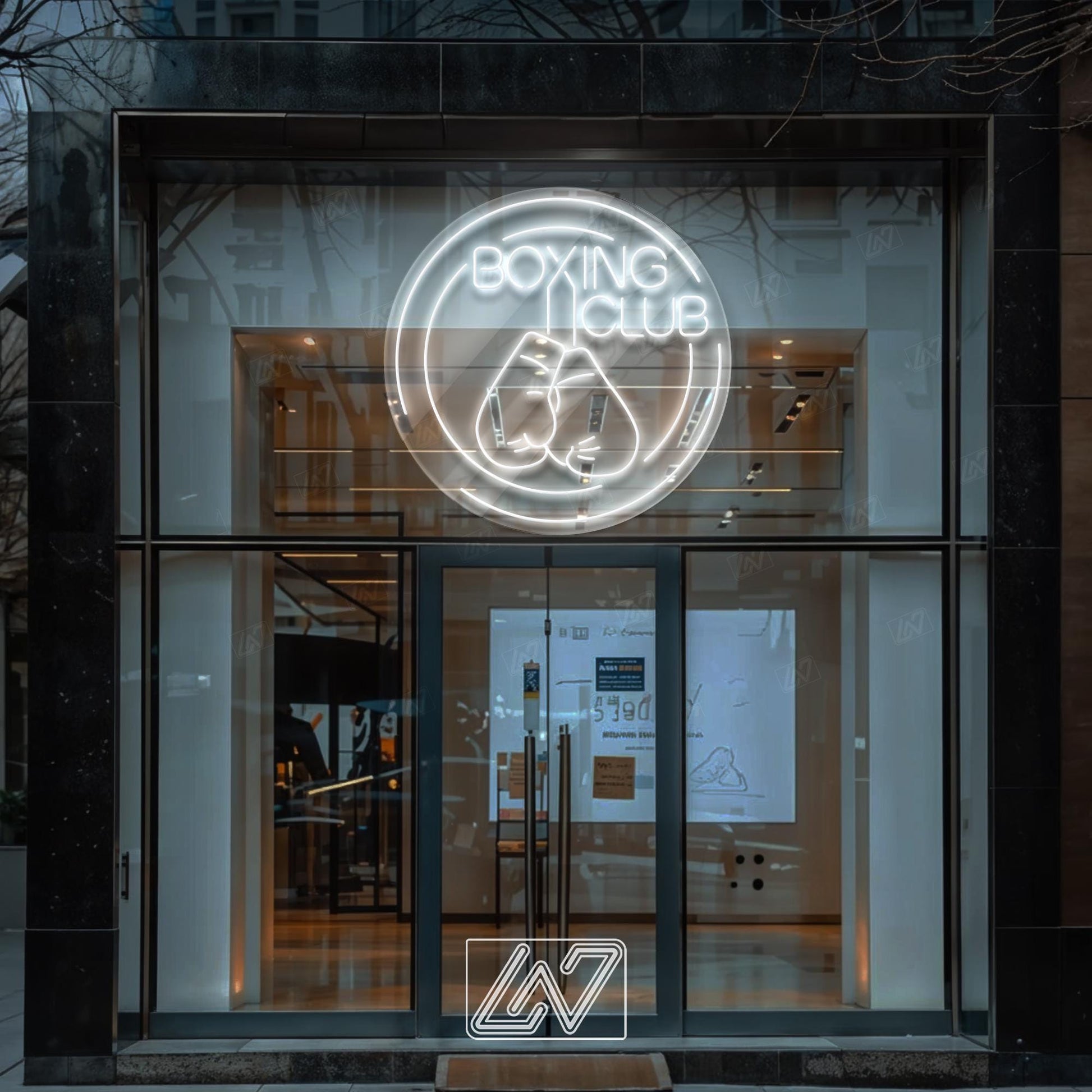 Boxing Club LED Neon Sign Wall Light, Bold Fight Gym Decor with UV Print, Punching Glove Art for Training Room or Fitness Studio