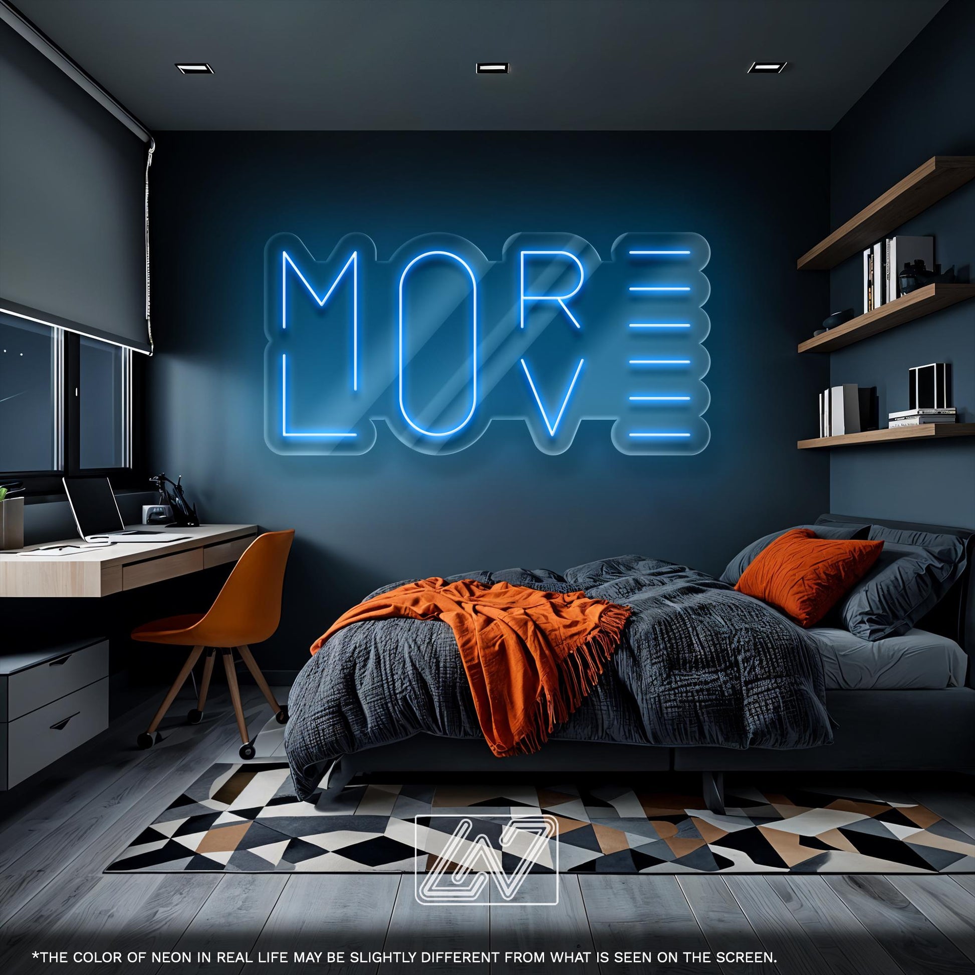 More Love LED Neon Sign Wall Light, Stylish Ambient Lighting for Bedroom, Living Room or Studio with Romantic Modern Word Art