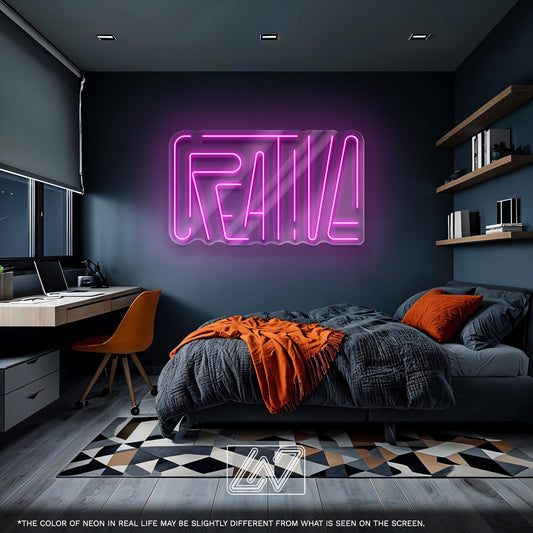 Creative neon sign for inspiring decor in bedrooms or studios.