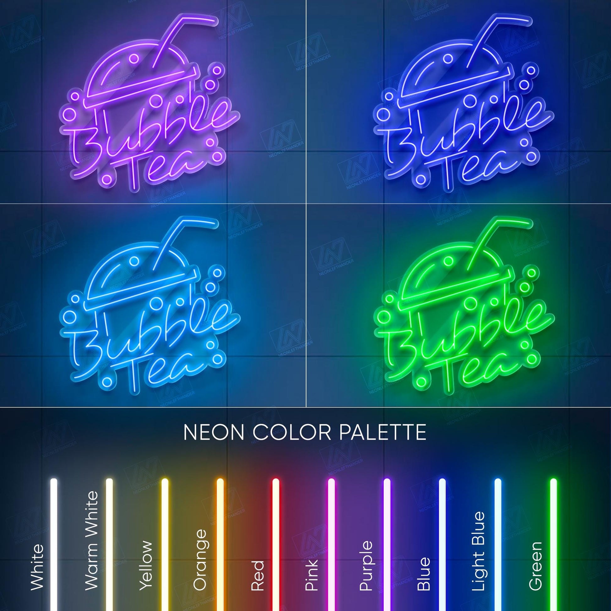 Bubble Tea LED Neon Sign Wall Light, Cute Boba Drink Decor for Café, Kitchen or Bedroom, Kawaii Style Glowing Boba Tea Art