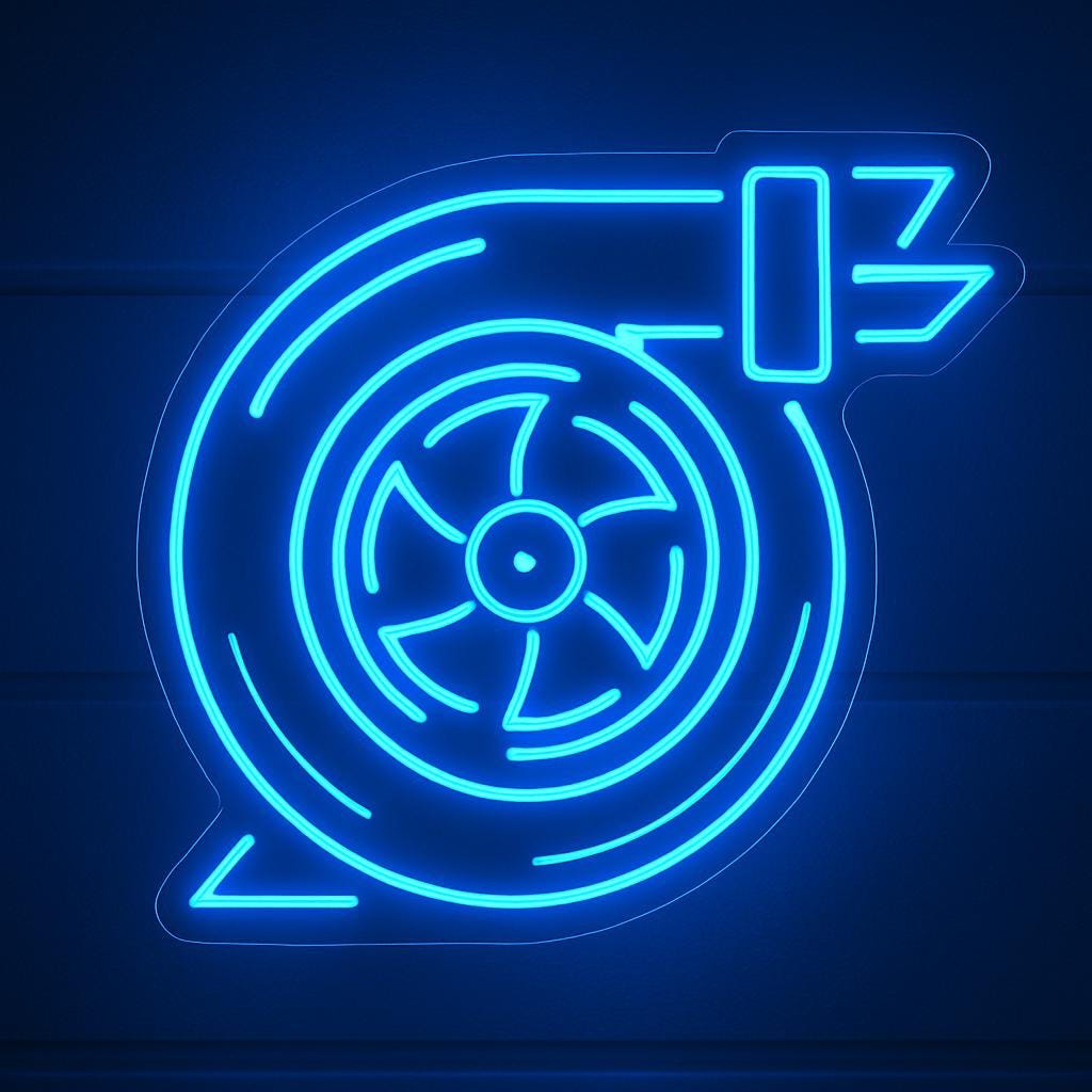 Turbo LED Neon Sign with Car Design – Wall Light for Garage, Auto Workshop or Man Cave, Perfect Gift for Car Lovers and Tuning Fans