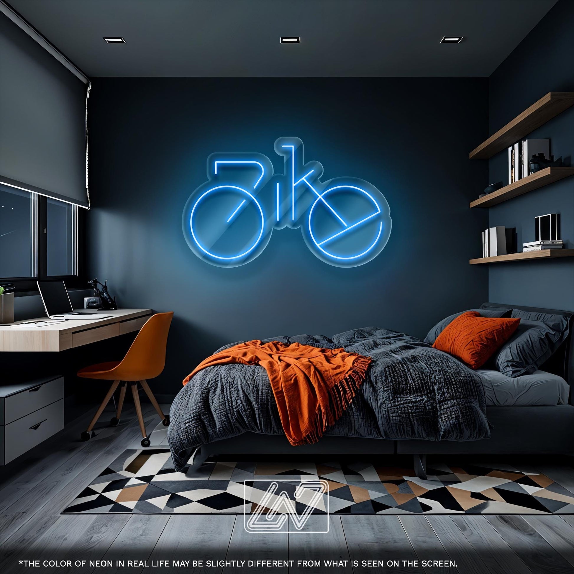 Bike LED Neon Sign Wall Light, Minimalist Bicycle Word Art for Cyclist Decor, Garage, Gym, or Sporty Modern Room Accent