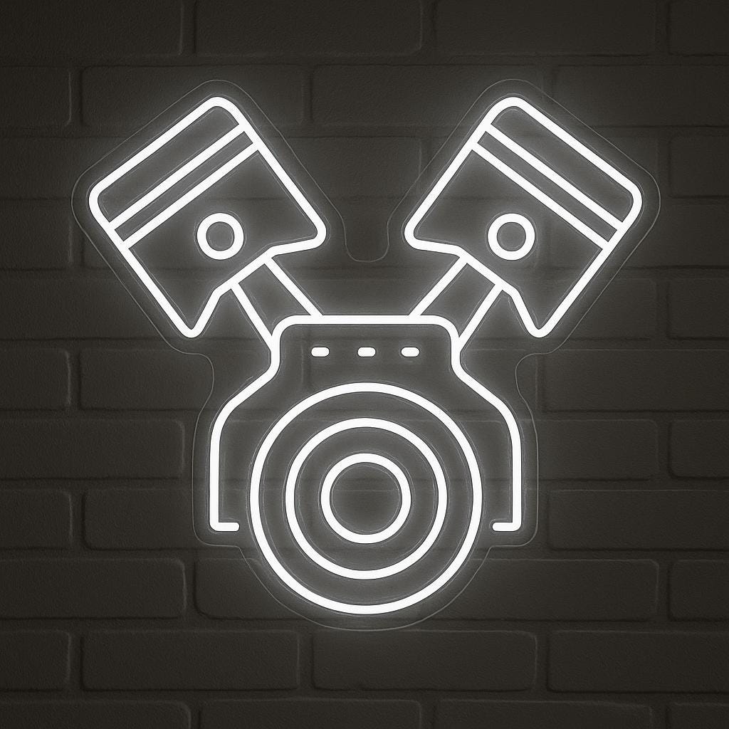 Engine LED Neon Sign with Car Design – Wall Light for Garage, Auto Workshop or Man Cave, Perfect Gift for Car Lovers and Tuning Fans