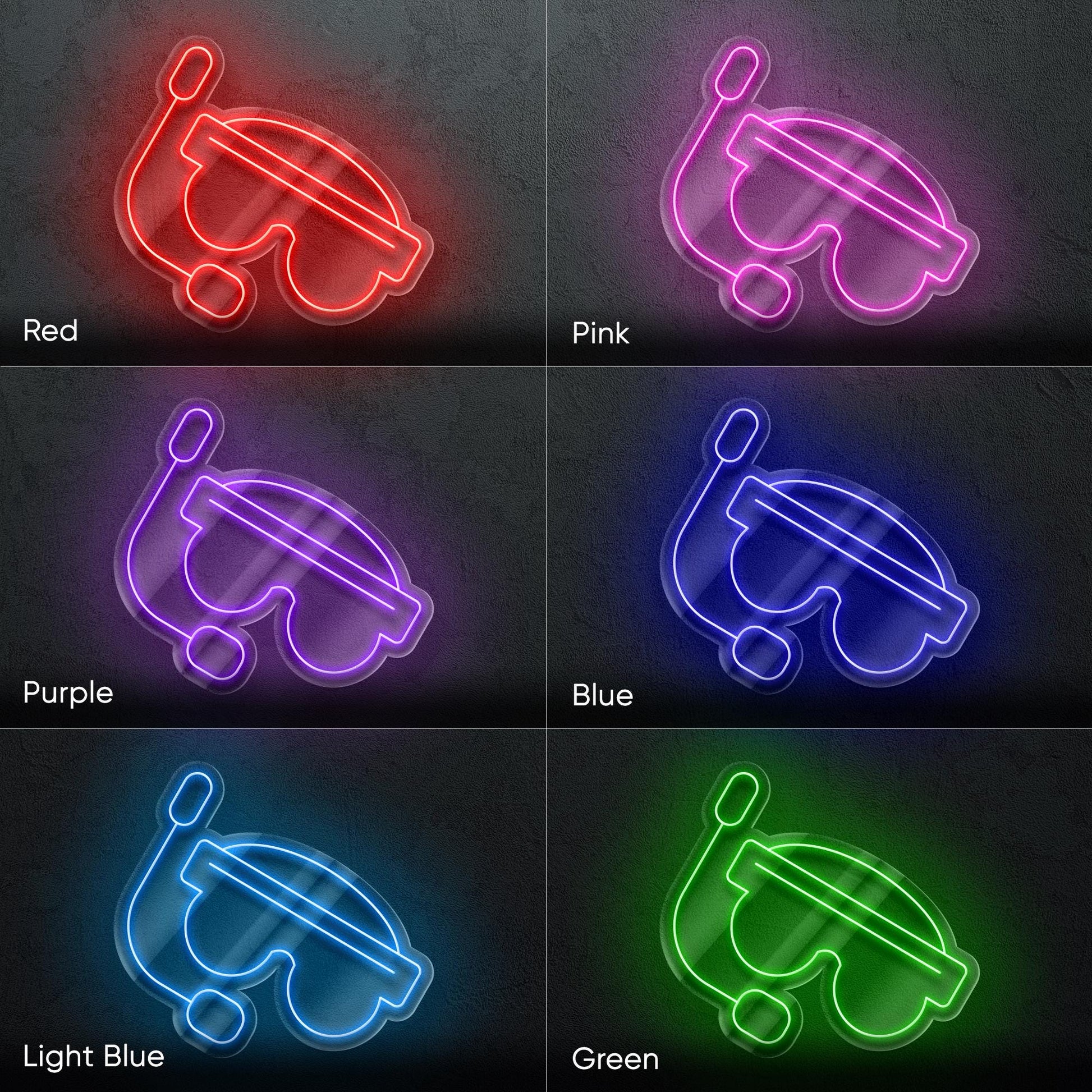 Aqualung LED Neon Sign – Wall Light with Diving Mask Design for Dive Shop, Underwater Studio or Home Decor, Gift for Divers and Ocean Lovers