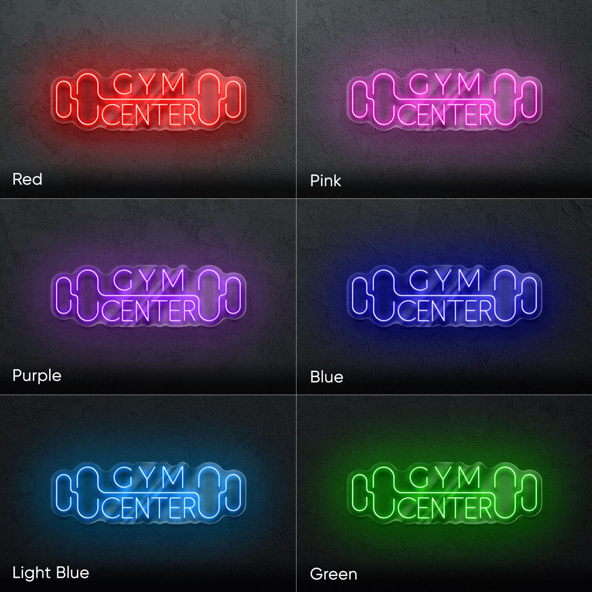 Gym Center LED Neon Sign – Modern Wall Light for Home Gym, Fitness Center or Studio, Perfect Gift for Trainers and Workout Enthusiasts
