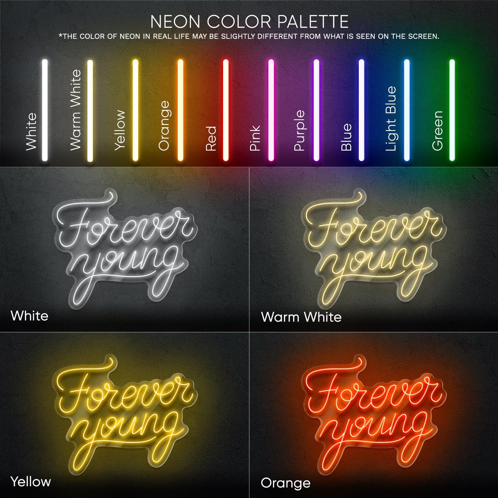 Forever Young LED Neon Sign – Stylish Wall Light for Bedroom, Studio or Living Room, Perfect Gift for Dreamers, Teens and Aesthetic Lovers