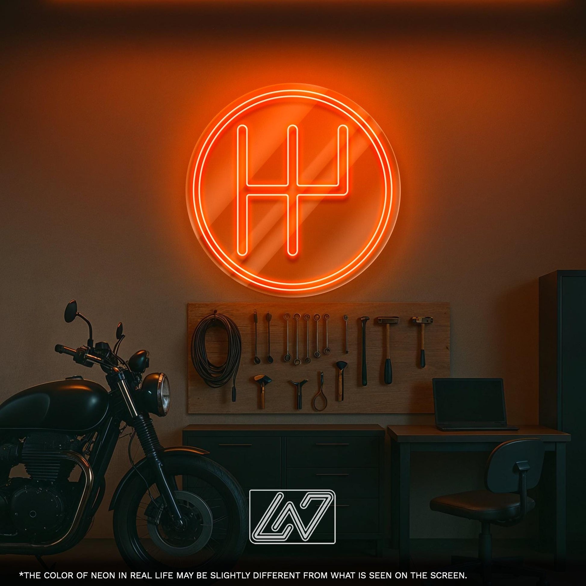 Gear Transmission LED Neon Sign – Industrial Style Light for Garage, Auto Shop, Man Cave or Workshop, Great Gift for Car and Mechanic Lovers