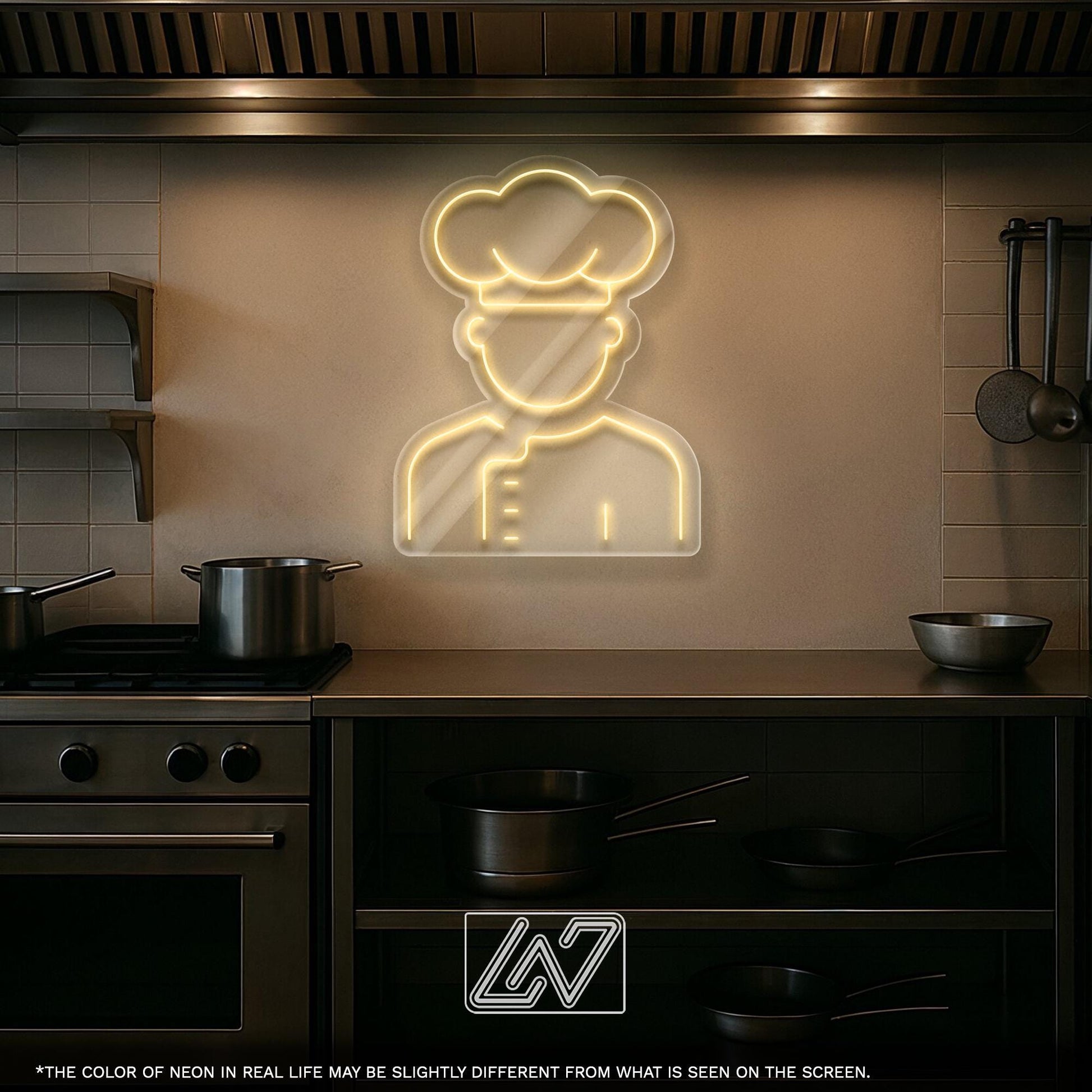 Chef Neon Sign – LED Wall Light Featuring Cook Icon with Hat – Ideal for Restaurants, Home Kitchens, or Culinary Studios