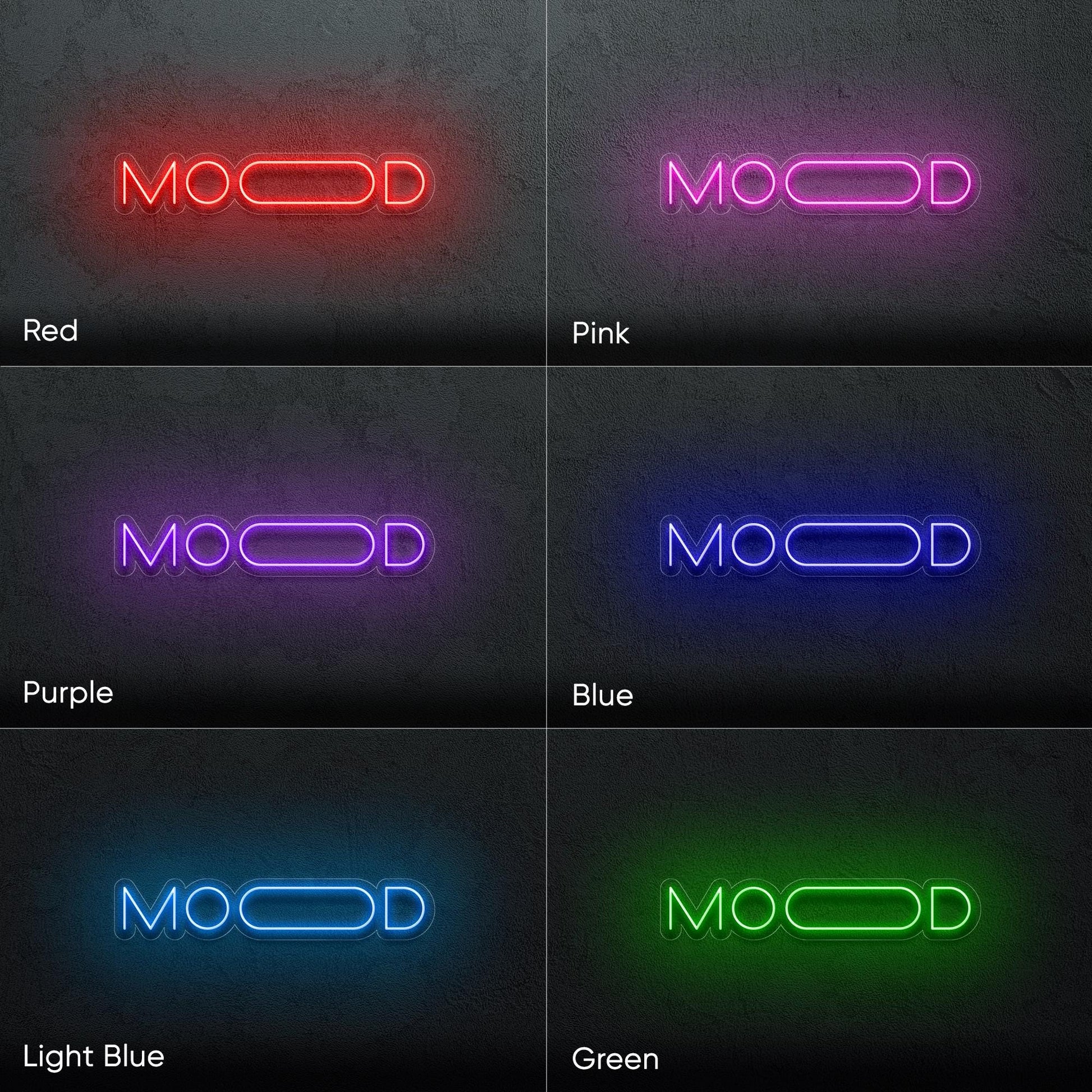 MOOD LED Neon Sign - Minimalist neon sign to set the vibe for bedrooms, studios, gaming rooms or creative spaces, great for modern interiors